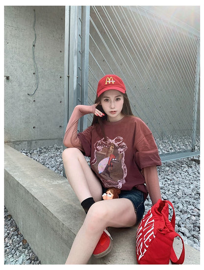 Charlie Luciano Wolf Grandma Faux Two-Piece Long-Sleeve Top