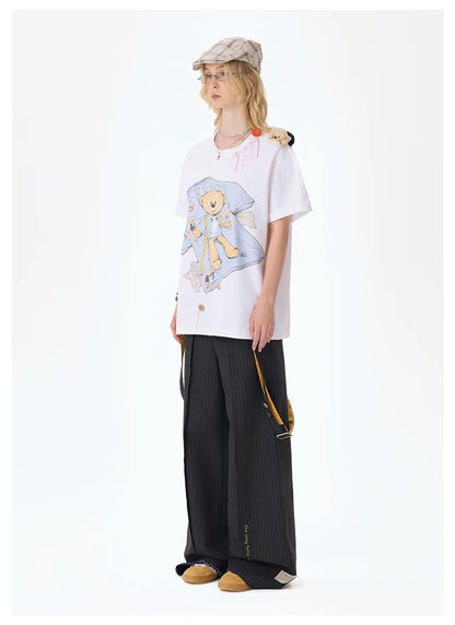 13DE MARZO Tailor Bear Printing T-shirt White