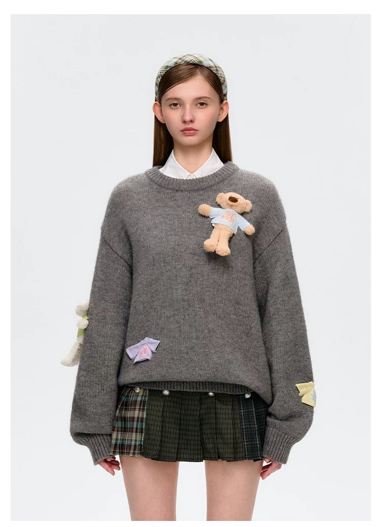 13DE MARZO Wearable Bear Sweater Dark Grey