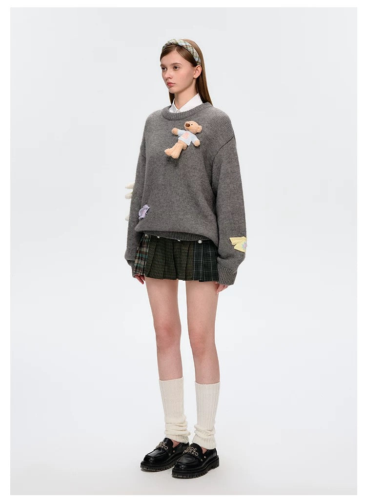 13DE MARZO Wearable Bear Sweater Dark Grey