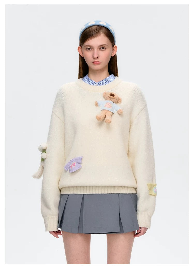 13DE MARZO Wearable Bear Sweater Beige