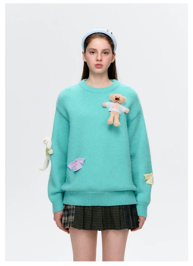 13DE MARZO Wearable Bear Sweater Green