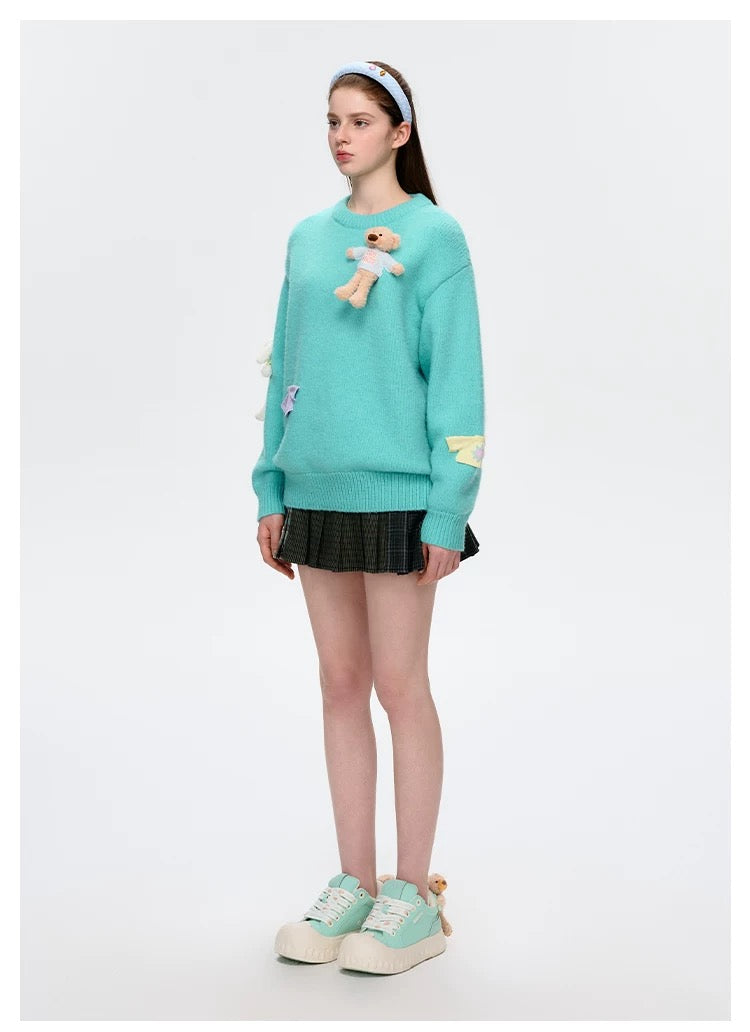 13DE MARZO Wearable Bear Sweater Green