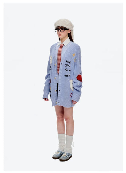 13DE MARZO Doozoo Doodles Cardigan Blue