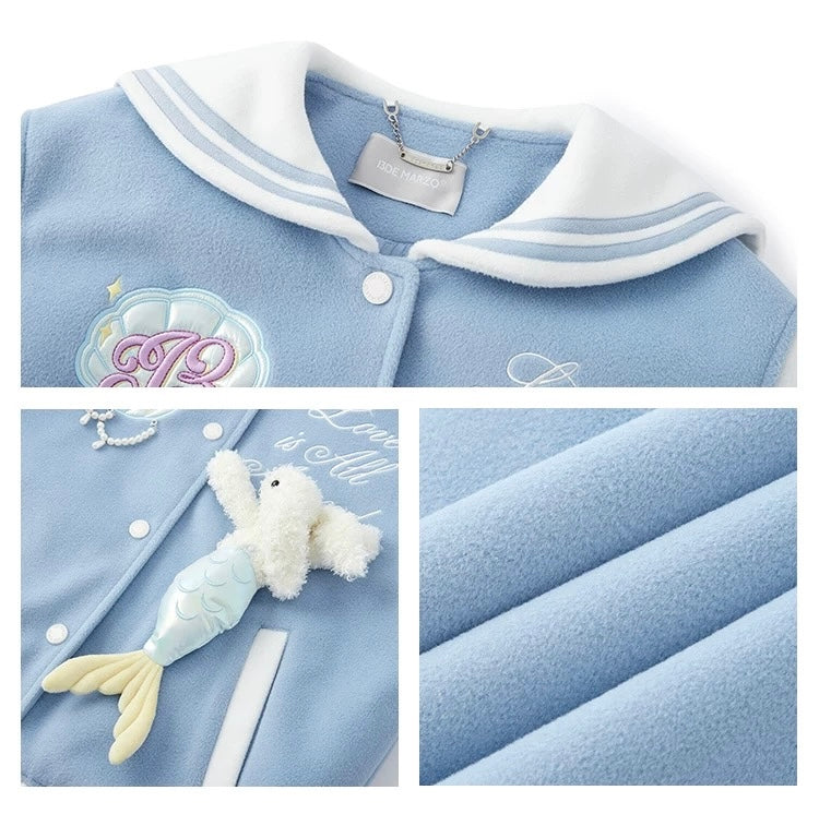 13DE MARZO Doozoo Mermaid Baseball Jacket Blue