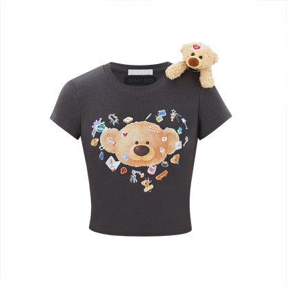 13DE MARZO Bear Stickers Top Grey