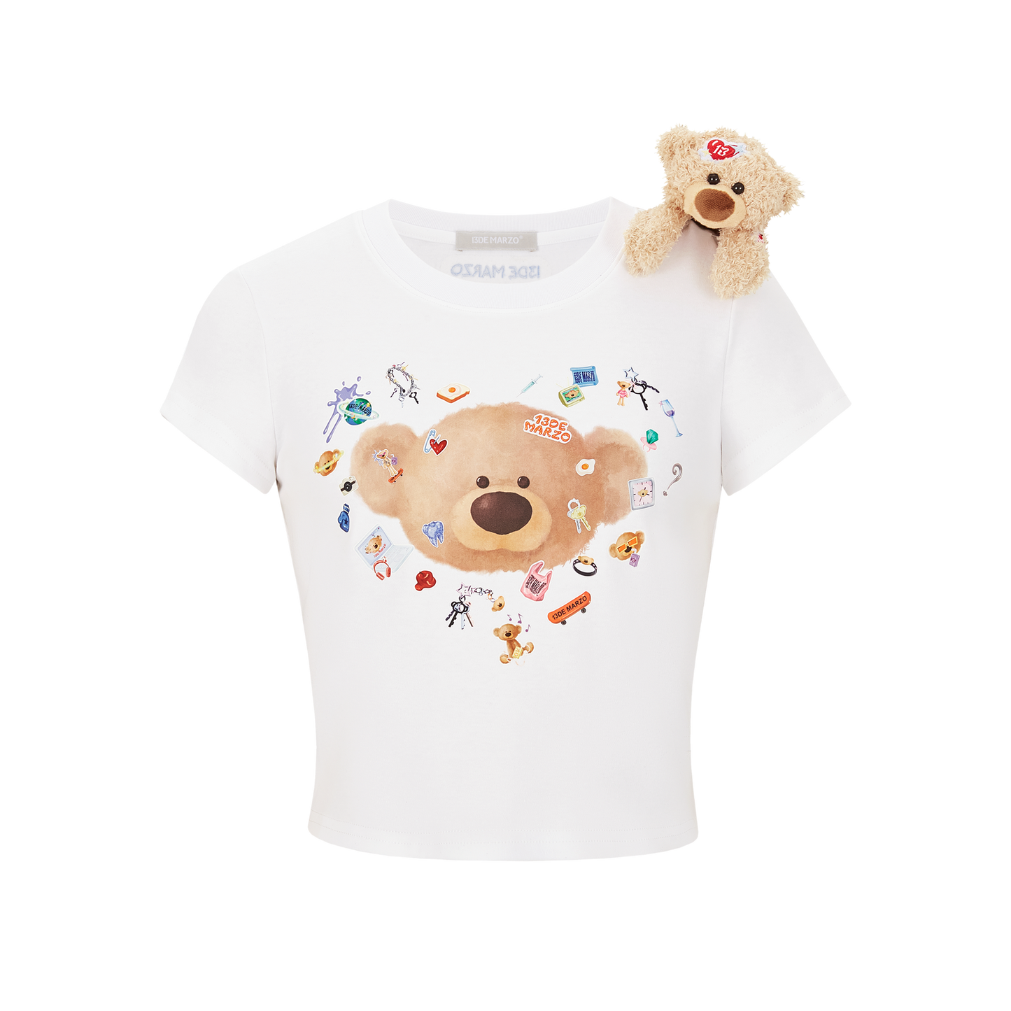 13DE MARZO Bear Stickers Top White