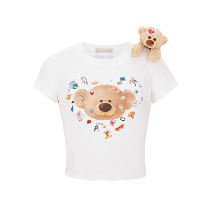 13DE MARZO Bear Stickers Top White