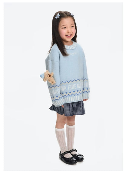 13DE MARZO BabyBear Fair Isle Knit Sweater Blue