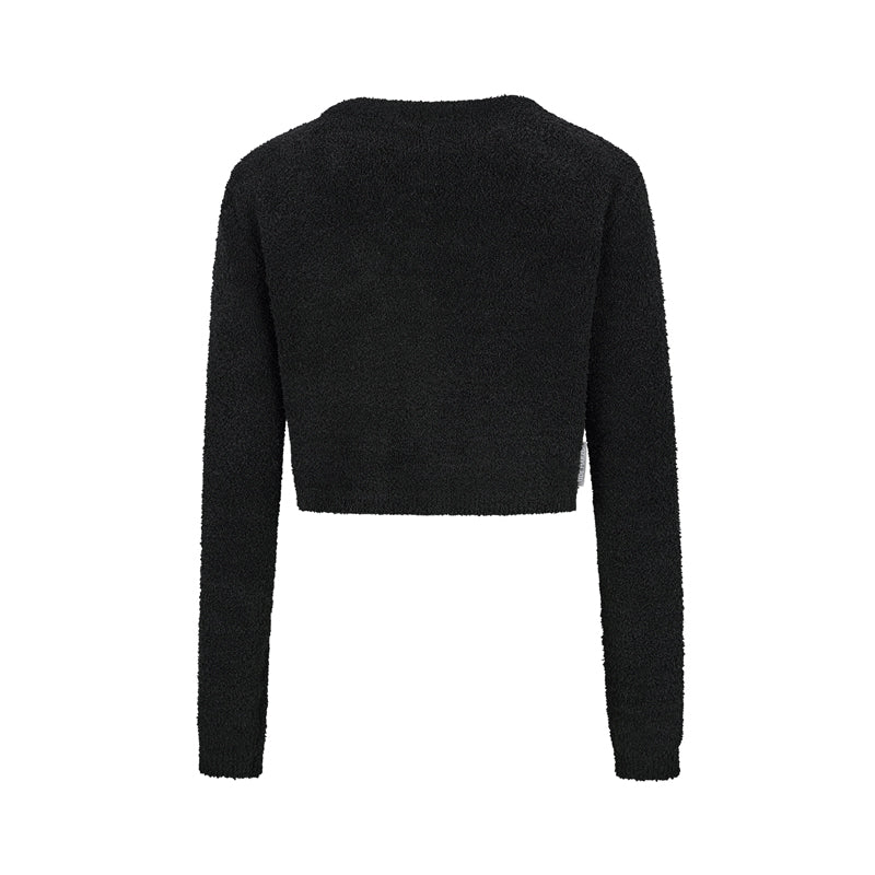 13DE MARZO Embroidered Plush Cardigan Black – Fixxshop