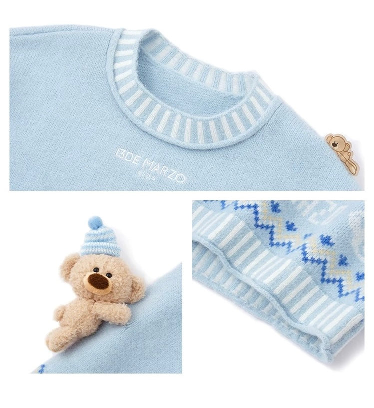 13DE MARZO BabyBear Fair Isle Knit Sweater Blue