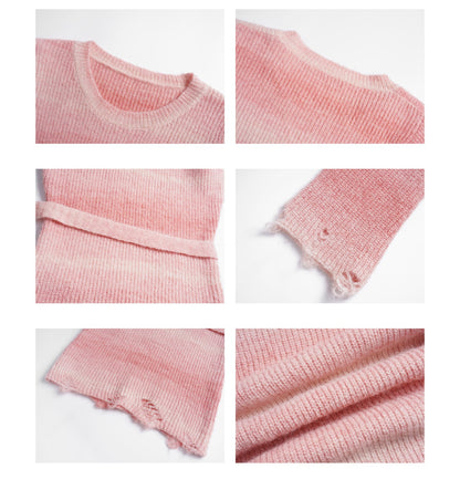 BLUREMO Gradient Versatile Waist Sweet Knitted Sweater