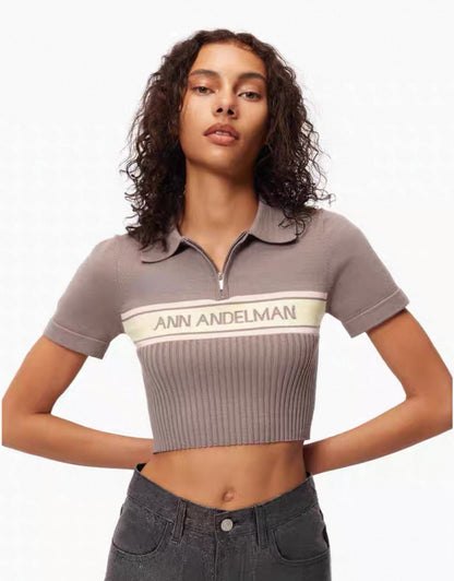 Ann Andelman Brown knitted Polo Shirt