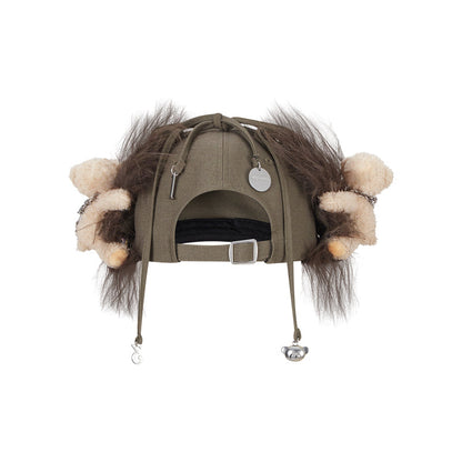 13DE MARZO Chains Fuzzy Ear Flap Cap Khaki