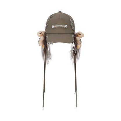 13DE MARZO Chains Fuzzy Ear Flap Cap Khaki