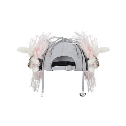 13DE MARZO Chains Fuzzy Ear Flap Cap Grey