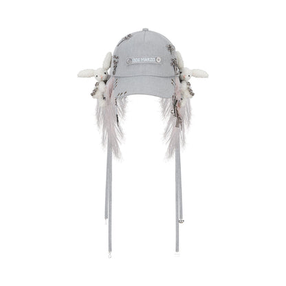 13DE MARZO Chains Fuzzy Ear Flap Cap Grey