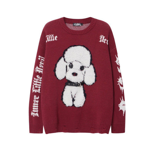 BLUREMO Puppy Towel Embroidered Resin Crewneck Sweater