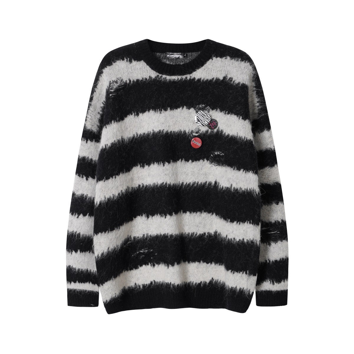 BLUREMO Stripped Colorblock Crewneck Sweater