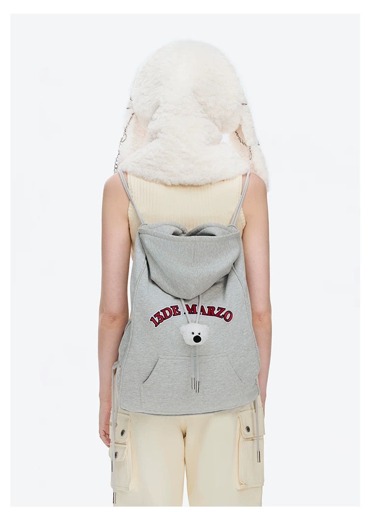 13DE MARZO Doozoo Faux Hoodie String Bag
