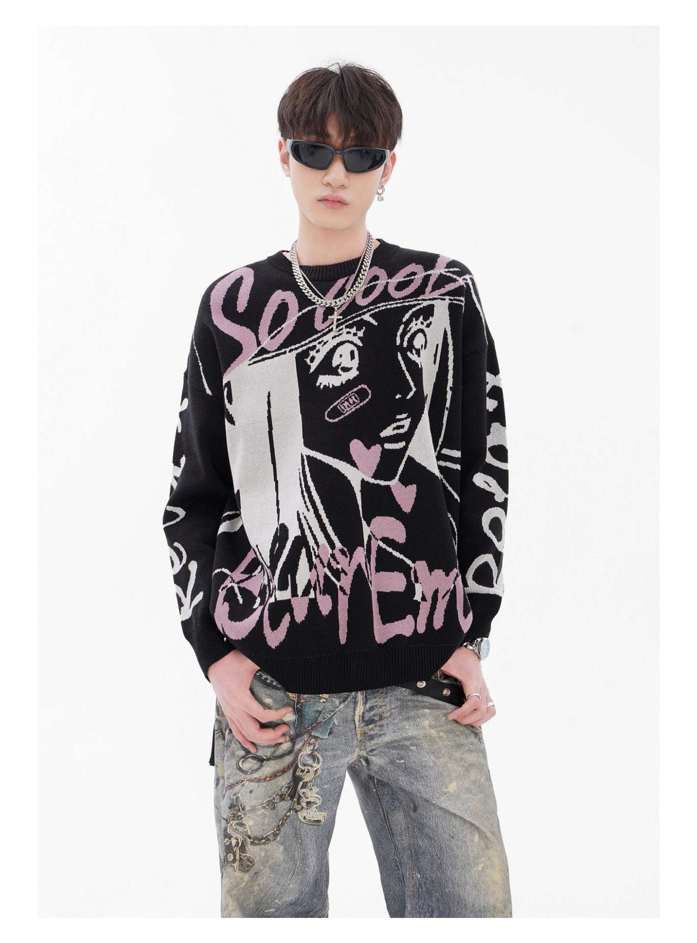 BLUREMO Jacquard Animation Print Sweater