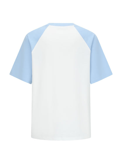 Alexia Sandra Four Bunnies Contrast Color Raglan T-Shirt Blue/White