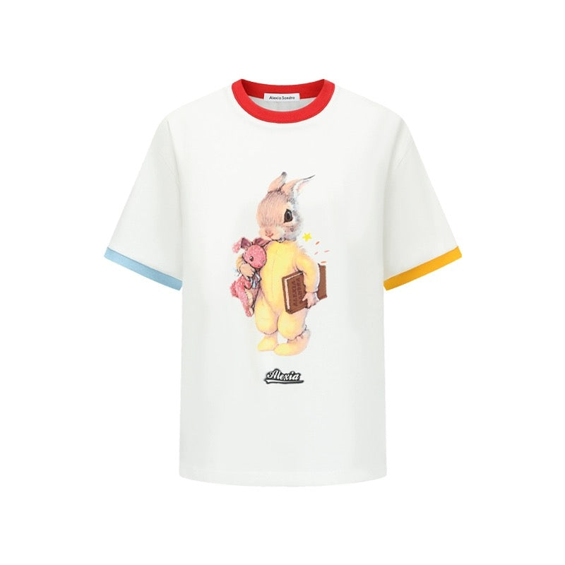 Alexia Sandra Lovable Bunnies Crew Neck T-Shirt White