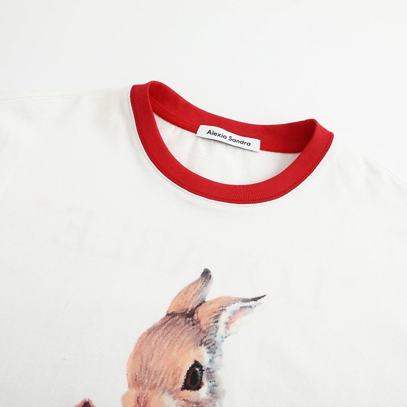 Alexia Sandra Lovable Bunnies Crew Neck T-Shirt White