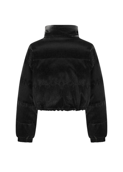 Alexia Sandra Tree Grain Leather Short Down Jacket Black