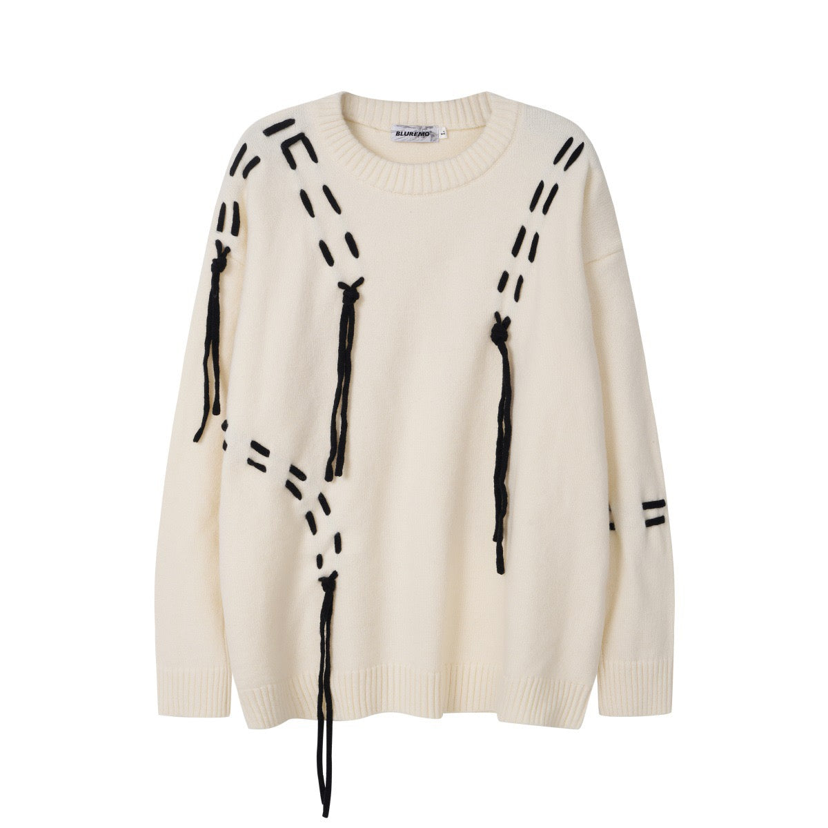 BLUREMO Contrast Color Drawstring Pullover Sweater