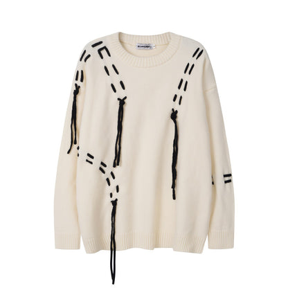 BLUREMO Contrast Color Drawstring Pullover Sweater