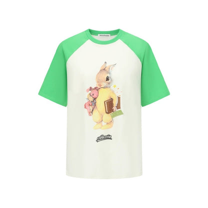 Alexia Sandra Big Bunny Contrast Color Raglan T-Shirt Green