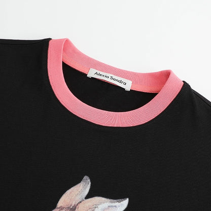 Alexia Sandra Lovable Bunnies Crew Neck T-Shirt Black