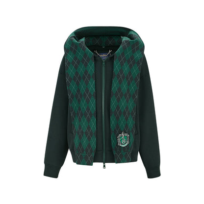 Harry Potter × 13DE MARZO Hogwarts Four Houses Bear Zipper Hoodie Slytherin Green