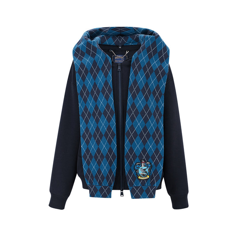 Harry Potter × 13DE MARZO Hogwarts Four Houses Bear Zipper Hoodie Ravenclaw Blue