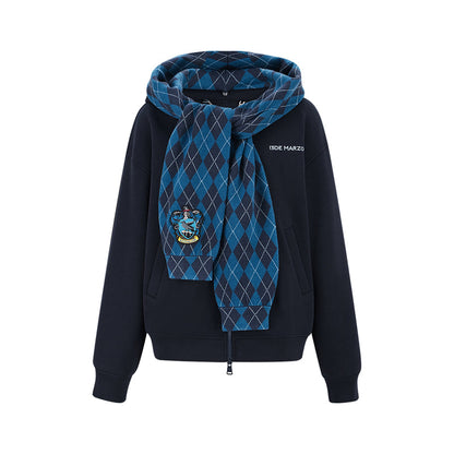 Harry Potter × 13DE MARZO Hogwarts Four Houses Bear Zipper Hoodie Ravenclaw Blue