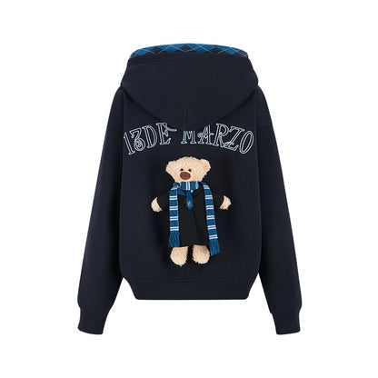 Harry Potter × 13DE MARZO Hogwarts Four Houses Bear Zipper Hoodie Ravenclaw Blue