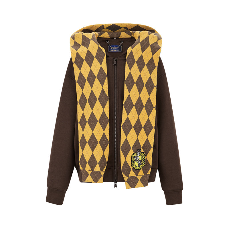 Harry Potter × 13DE MARZO Hogwarts Four Houses Bear Zipper Hoodie Hufflepuff Yellow