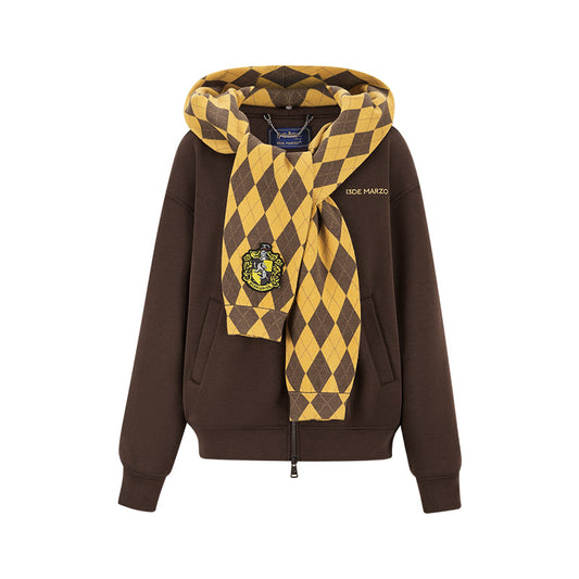 Harry Potter × 13DE MARZO Hogwarts Four Houses Bear Zipper Hoodie Hufflepuff Yellow