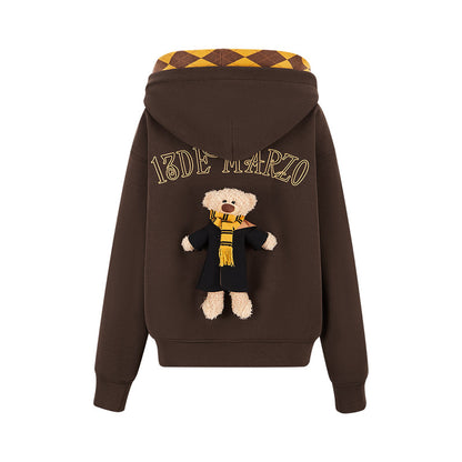 Harry Potter × 13DE MARZO Hogwarts Four Houses Bear Zipper Hoodie Hufflepuff Yellow