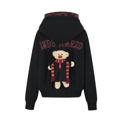 Harry Potter × 13DE MARZO Hogwarts Four Houses Bear Zipper Hoodie Gryffindo Red