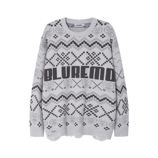 BLUREMO Retro Mosaic Love Pattern Sweater