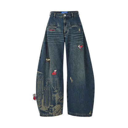 13DE MARZO x Superman Bear City Jeans Navy Blue