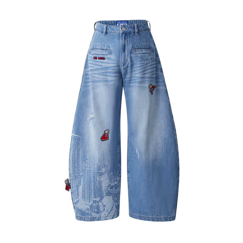13DE MARZO x Superman Bear City Jeans Blue