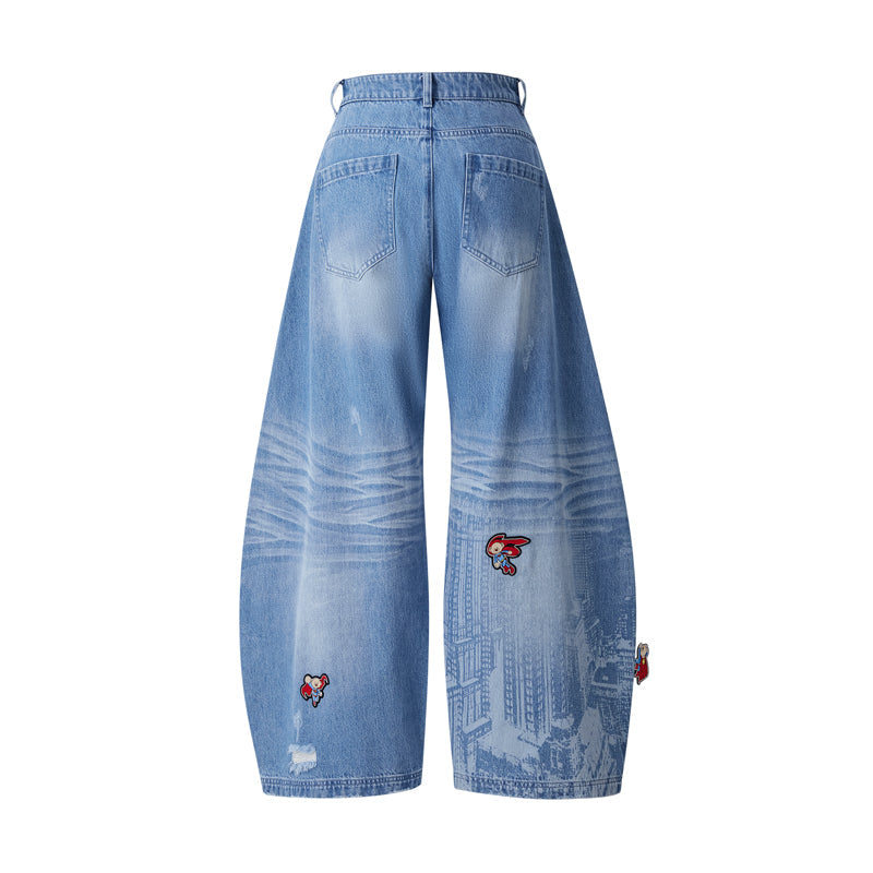 13DE MARZO x Superman Bear City Jeans Blue