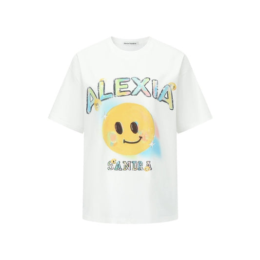 Alexia Sandra Rainbow Smiley Face T-Shirt White