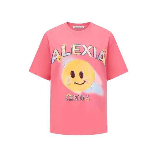Alexia Sandra Rainbow Smiley Face T-Shirt Pink