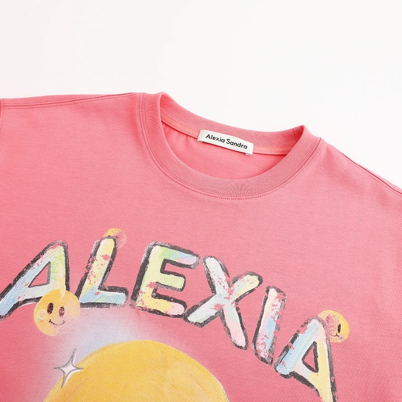 Alexia Sandra Rainbow Smiley Face T-Shirt Pink