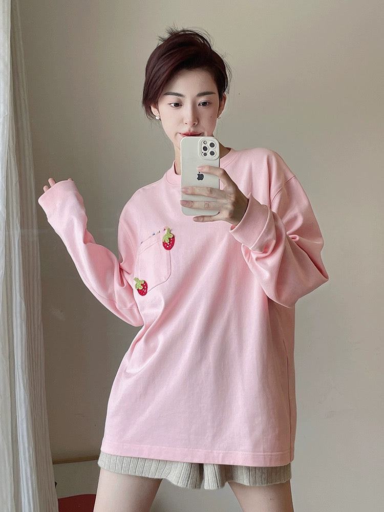 Alexia Sandra Strawberry Pocket Sweater Pink