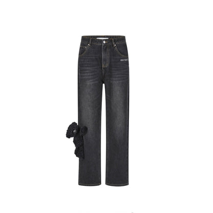 13DE MARZO Bear Base Washed Jeans Black